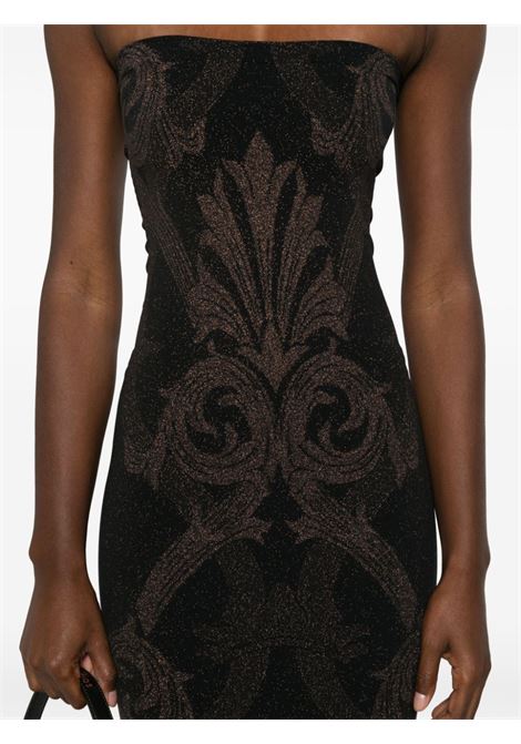 Abito midi con effetto jacquard in nero e bronzo Wolford x etro - donna WOLFORD X ETRO | 571728098